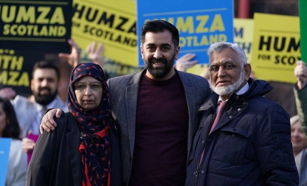 Humza Yousaf with parents, Shaaista and Muzaffar